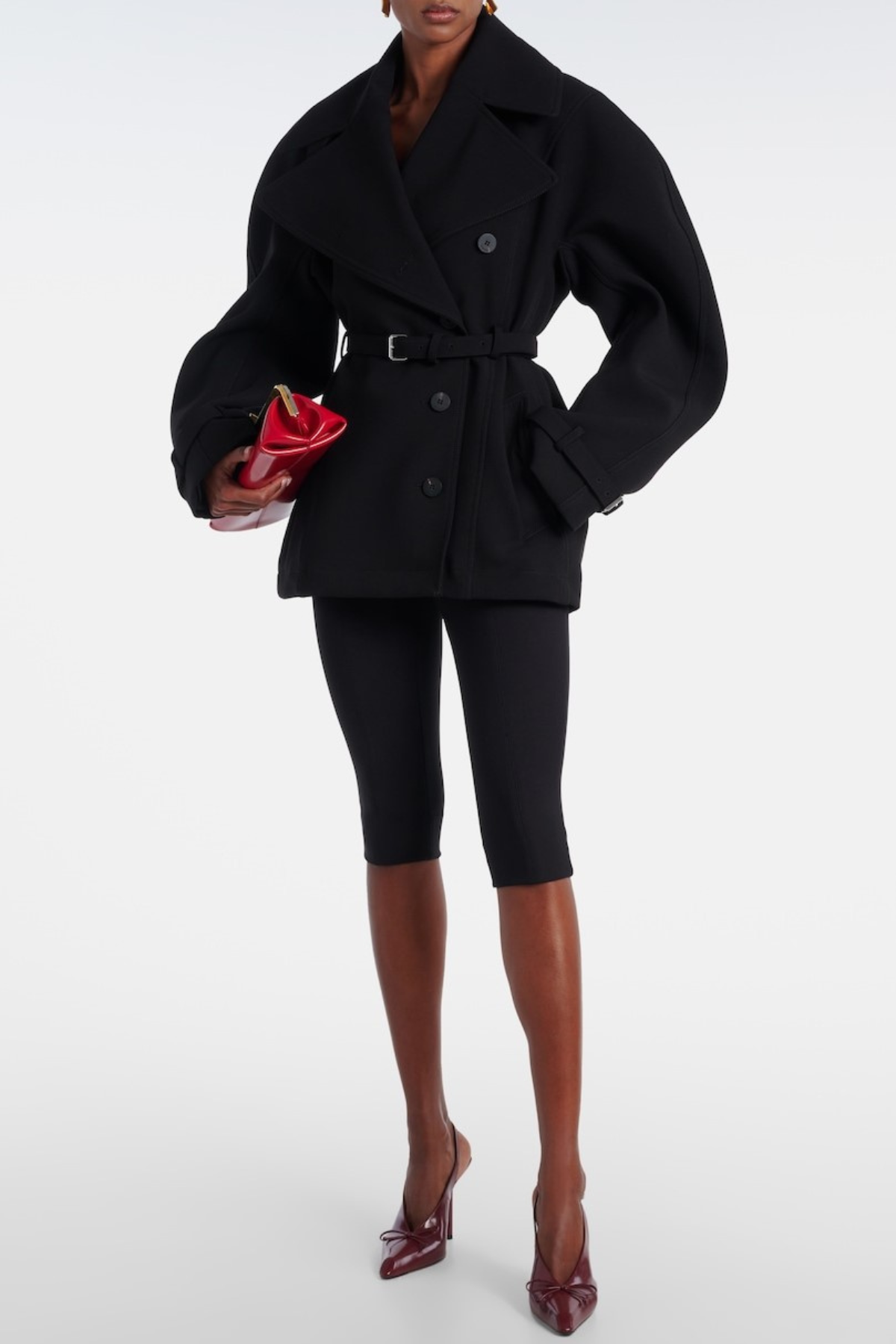 Elegancki Płaszcz Trench Bronte z Paskiem Czarny Bawełniany Klasyczny Damski