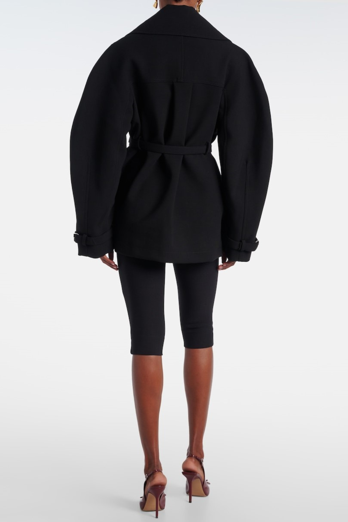 Elegancki Płaszcz Trench Bronte z Paskiem Czarny Bawełniany Klasyczny Damski