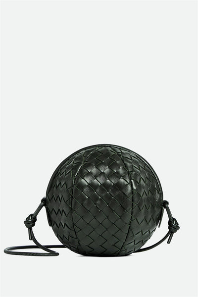 Elegancka Czarna Skórzana Torebka na Ramię Rosalyn z Kulistym Kształtem