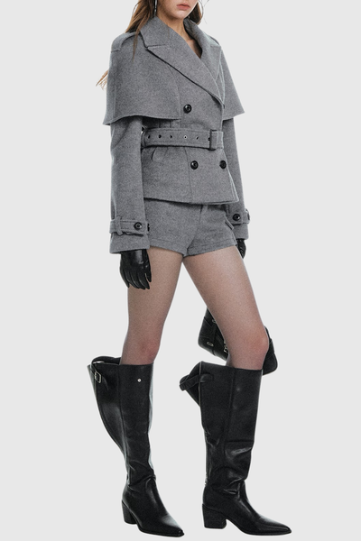 Elegancki Płaszcz Cape Senta Pasek