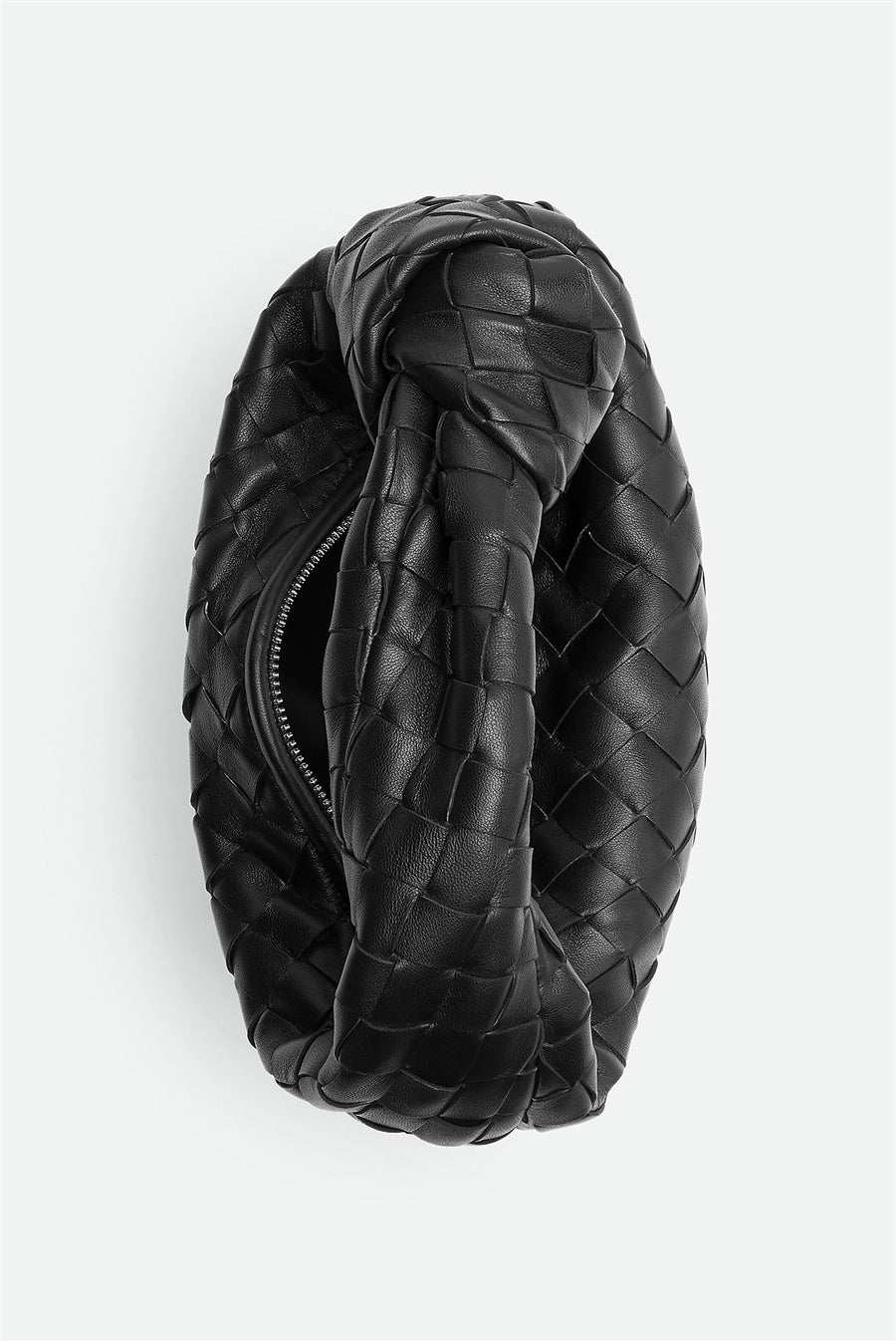 Elegancka Czarna Pleciona Kopertówka Zariah Skórzana z Węzłem na Wieczór