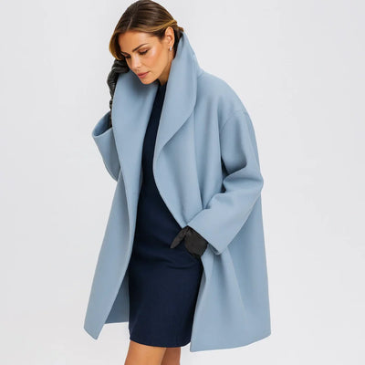 Luksusowy Wełniany Płaszcz Damski Oversize