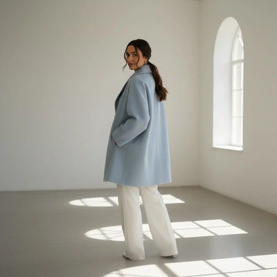 Luksusowy Wełniany Płaszcz Damski Oversize